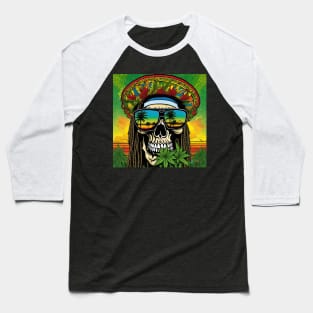 Reggae Music - Jamaican Stoner Skull 28 Baseball T-Shirt